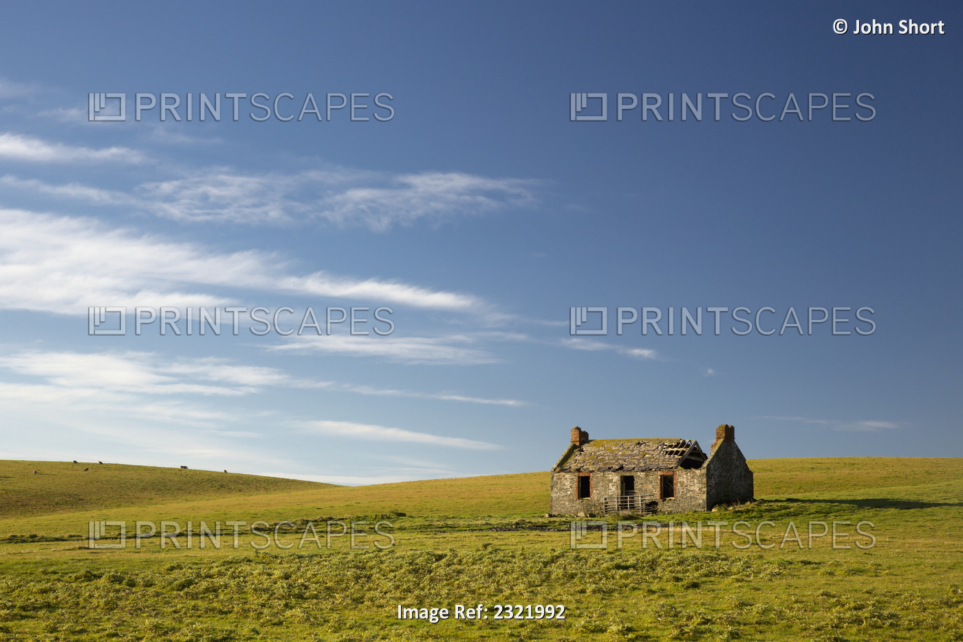An abandoned farm building alone in the middle of a field;Dumfries and galloway ...