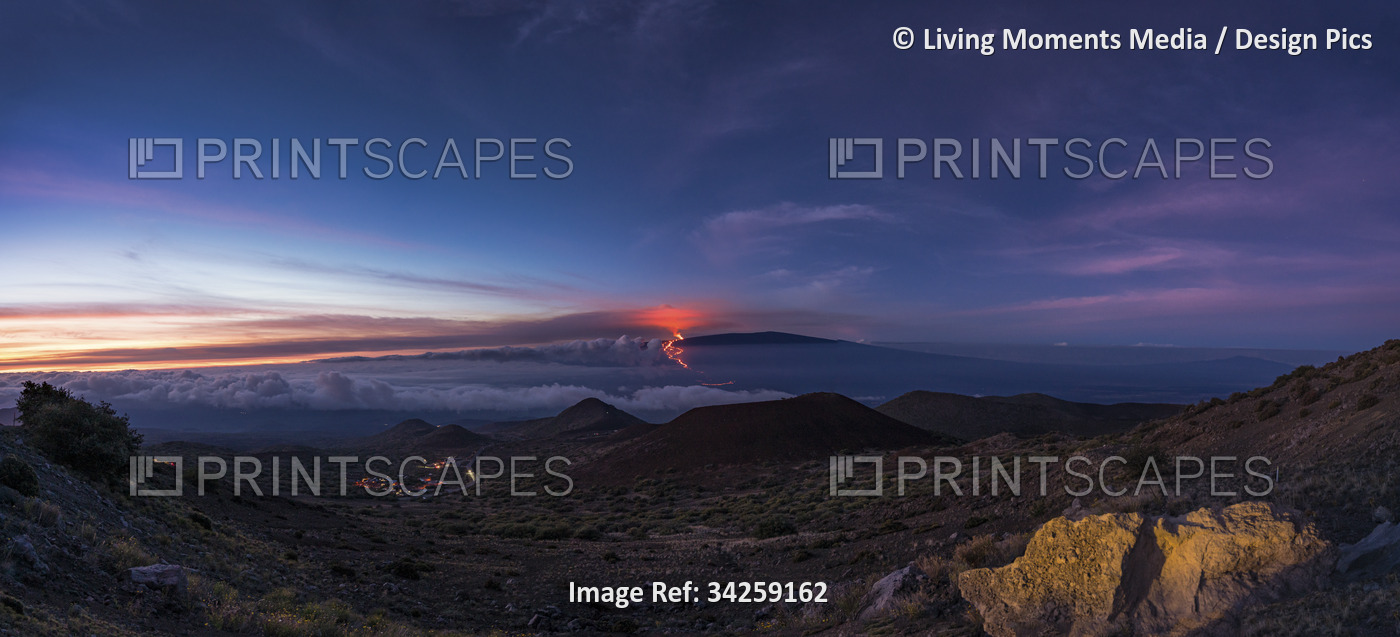 Stunning view from the rocky mountaintop of Mauna Kea of the 2022 eruption and ...